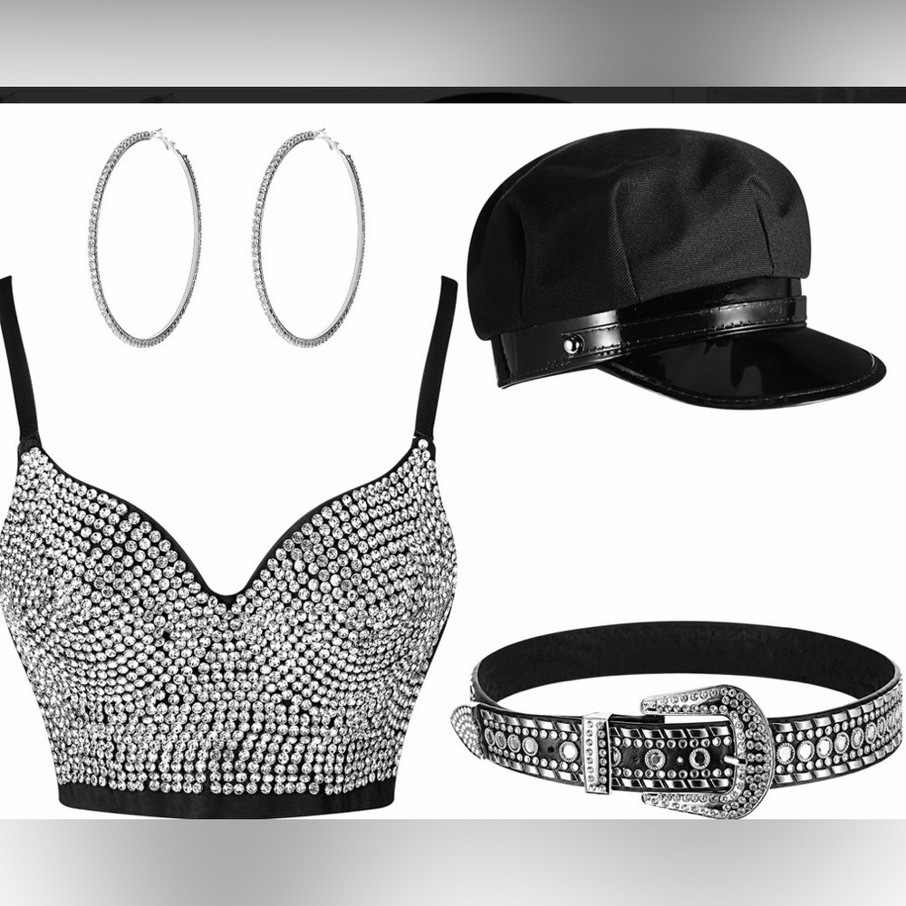 Women's Rhinestone Diamond Push up Bustier Crop Top Sexy Punk Corset Bra